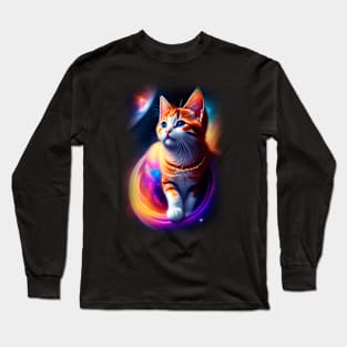 Galaxy Cat Coloful Long Sleeve T-Shirt